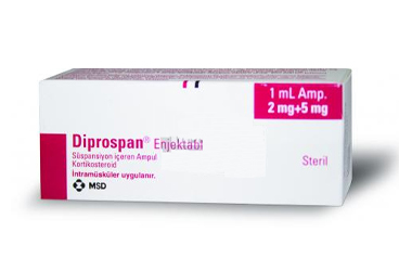 DIPROSPAN 5 MG+2mg/ 1 ml enjeksiyonluk süspansiyon (1 ampül) kutu görseli