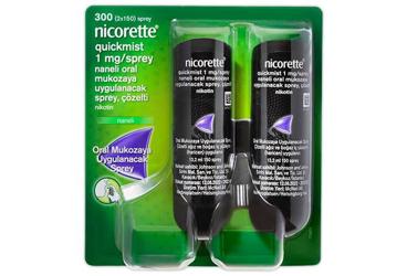 NICORETTE QUICKMIST 1 mg/sprey naneli oral mukozaya uygulanacak sprey çözelti (2 şişe) kutu görseli
