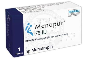 MENOPUR 75 IU IM ve SC ENJEKSIYON için toz IÇEREN flakon (1 flakon+1 ampül) kutu görseli