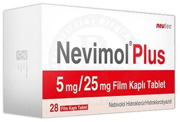 NEVIMOL PLUS 5/25 mg 28 film kaplı tablet { Ulugaylar } kutu görseli