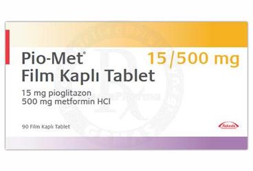 PIO-MET 15/500 mg 90 film tablet kutu görseli