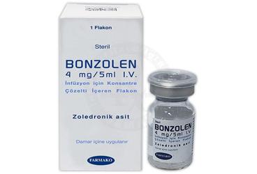 BONZOLEN 4 mg / 5 ml IV infüzyon için konsantre çözelti içeren flakon kutu görseli
