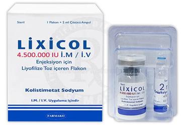 LIXICOL 4500000 IM/IV enj. için liyofilize toz içeren flakon kutu görseli