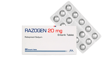 RAZOGEN 20 mg 28 enterik kaplı tablet kutu görseli