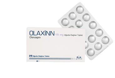 OLAXINN 15 mg ağızda dağılan 28 tablet kutu görseli