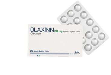 OLAXINN 20 mg ağızda dağılan 28 tablet kutu görseli