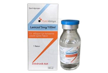 LANICZOL 5mg/100 ml IV infüzyon için konsantre çözelti içeren 1 flakon kutu görseli