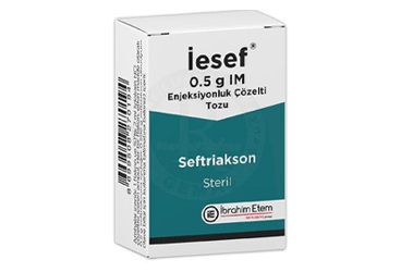 IESEF 0.5 G IM enjeksiyonluk çözelti tozu (3 flakon+3 ampül) kutu görseli