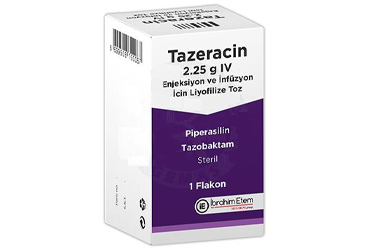 TAZERACIN 2.25 G IV enjeksiyon ve infüzyon için liyofilize toz içeren 1 flakon kutu görseli