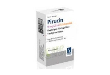 PIRUCIN 50 mg/25 ml IV intravesikal enj. için liy.toz içeren flakon kutu görseli