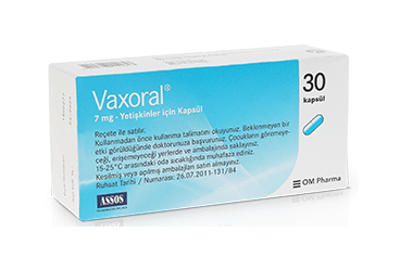 VAXORAL 7 mg yetişkinler için kapsül kutu görseli