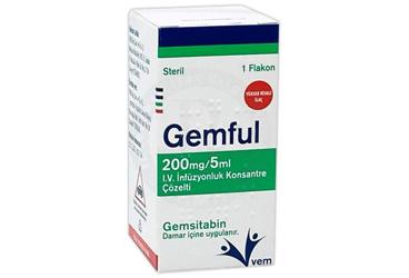 GEMFUL 200 mg/5 ml IV infüzyon solüsyonu için liyofilize toz 1 flakon/kutu kutu görseli