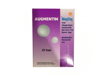 AUGMENTIN 400 mg/57 mg oral süspansiyon hazırlamak için kuru toz 20 saşe kutu görseli