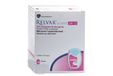 RELVAR ELLIPTA 200/25 mcg kullanıma hazır inhilasyon tozu 30 doz kutu görseli