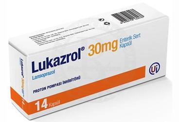 LUKAZROL 30 mg enterik sert 14 kapsül kutu görseli