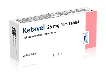 KETAVEL 25 mg 20 film kaplı tablet kutu görseli