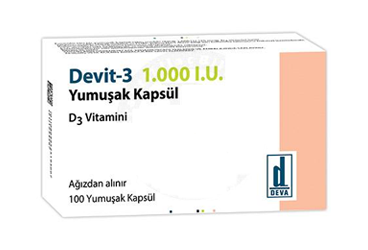 DEVIT-3 1000 I U yumuşak kapsül (100 kapsül) kutu görseli