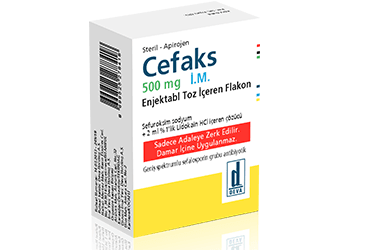 CEFAKS 500 mg IM enjektabl toz içeren flakon kutu görseli