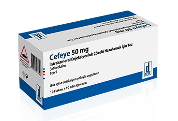 CEFEYE 50 mg intrakameral enjeksiyonluk çözelti hazırlamak için toz (10 flakon) kutu görseli