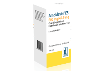 AMOKLAVIN ES 600/42.9 mg oral süspansiyon için kuru toz 150 ml kutu görseli