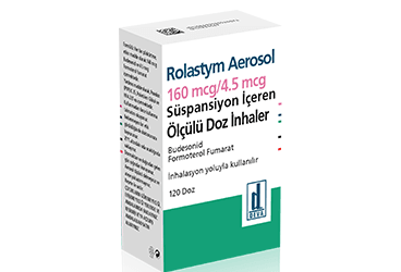 ROLASTYM aerosol 160 mcg/4.5 mcg ölçülü 120 doz inhaler kutu görseli