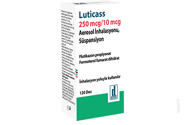 LUTICASS 250 mcg/ 10 mcg aerosol inhalasyonU. süspansiyon (120 doz) kutu görseli