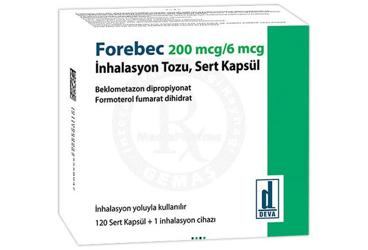 FOREBEC 200 mcg/6 mcg inhilasyon tozu sert kapsül (120 kapsül) kutu görseli