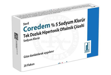 COREDEM %5 Sodyum Klorür tek dozluk HIPERTONIK oftalmik çözelti (20 adet) kutu görseli