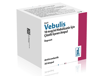 VEBULIS 10 mcg/ml nebulizator için çözelti içeren 30 ampül kutu görseli