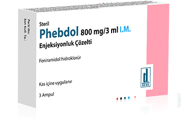 PHEBDOL 800 mg / 3 ml I.M. enjeksiyonluk çözelti (3 ampül) kutu görseli