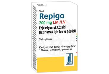 REPIGO 200 mg I.M./I.V enjeksiyonluk çözelti hazırlamak için toz ve çözücü kutu görseli