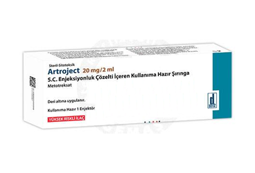 ARTROJEC 20 mg/2 ml S.C. enjeksiyonluk çözelti içeren kullanıma hazır 1 şırınga kutu görseli