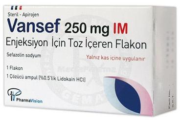VANSEF 250 mg IM enjeksiyon için toz içeren flakon { Pharmavision } kutu görseli