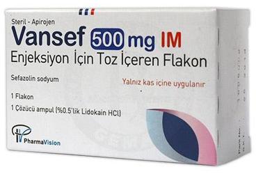 VANSEF 500 mg IM enjeksiyon için toz içeren flakon { Pharmavision } kutu görseli