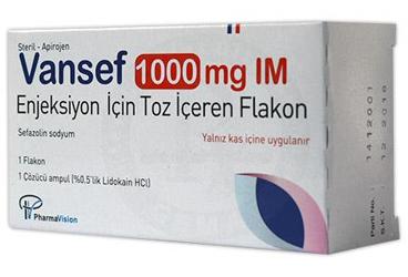VANSEF 1000 mg IM enjeksiyon için toz içeren flakon { Pharmavision } kutu görseli