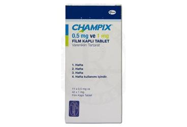 CHAMPIX 0.5 mg 11 + 1 mg 42 film kaplı tablet kutu görseli