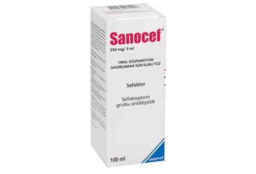SANOCEF 250mg/5ml oral süspansiyon için kuru toz 100 ml kutu görseli