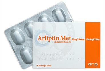 ARLIPTIN MET 50 mg/1000 mg film kaplı tablet (56 tablet) kutu görseli