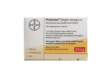 PROLUTON DEPOT 500 mg/2ml 1 ampül kutu görseli