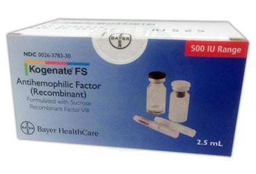 KOGENATE FS 500 IU IV enj. için liyofilize toz içeren flakon kutu görseli