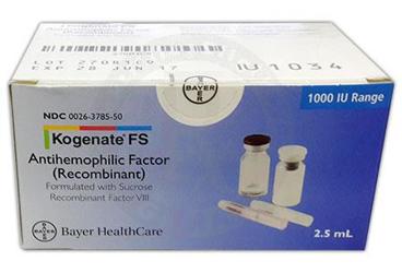 KOGENATE FS 1000 IU IV enj. için liyofilize toz içeren flakon kutu görseli