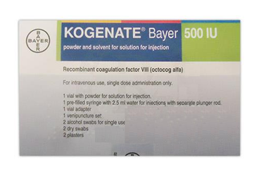 KOGENATE BAYER 500 IU IV enj. için liyofilize toz içeren flakon kutu görseli