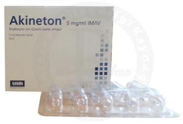 AKINETON 5 mg/ml enjeksiyon için solüsyon içeren 1 ml X 5 ampül {8699547750336} kutu görseli