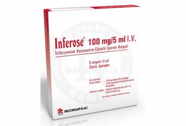 INFEROSE 100 mg/5 ml IV infüzyonluk konsantre çözelti içeren 5 ampül kutu görseli