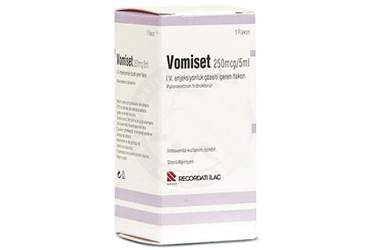 VOMISET 250 mcg/5 ml enjeksiyonluk çözelti içeren 1 flakon kutu görseli