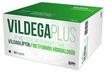 VILDEGA PLUS 50 mg/1000 mg film kaplı tablet kutu görseli