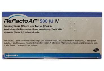REFACTO AF 500 IU IV enjeksiyonluk çözelti için toz ve çözücü 1 flakon kutu görseli