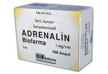 ADRENALIN BIOFARMA 1 mg/1 ml 100 ampül kutu görseli