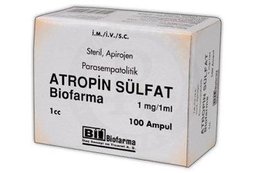 ATROPIN SULFAT BIOFARMA 1mg/1 ml 100 ampül kutu görseli