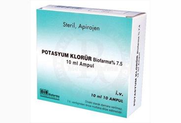 potasyum klorür BIOFARMA %7.5 10 ml 10 ampül kutu görseli